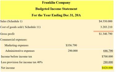  Schedule 12 - Budgeted Income Statement - budgeting